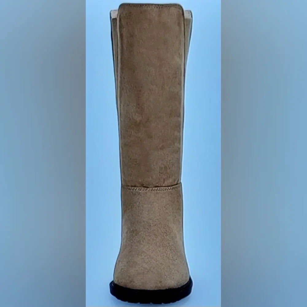 NIB FAUX SUEDE CHELSEA BOOTS CHUNKY LOW HEEL BACK ZIP RIDING BOOTS GIRLS…